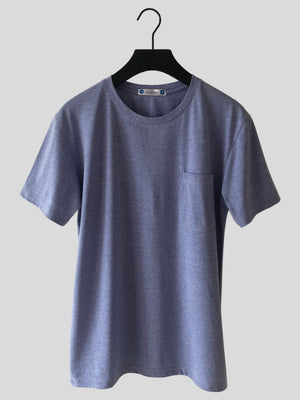 Basic Pocket Tees - Heather Periwinkle